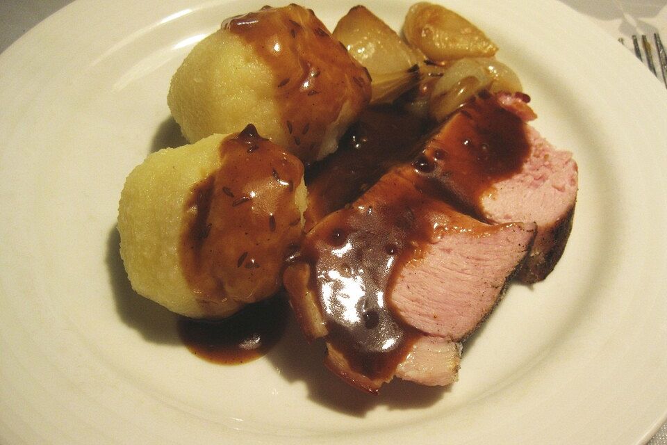 Schweinerückenbraten in Biersoße