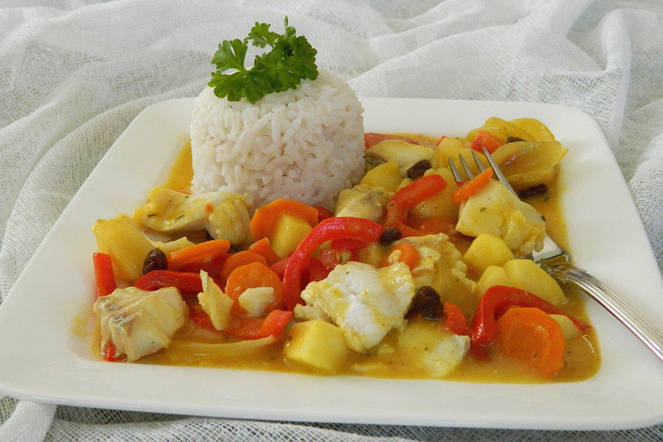 Curryfisch mit Gemüse