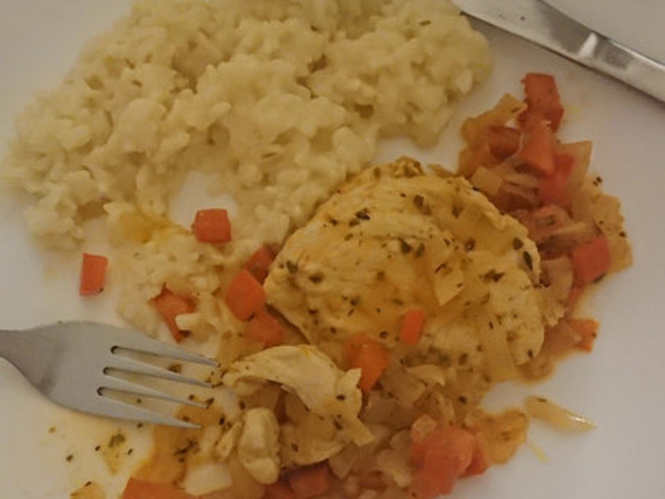 Wahnsinnig cremiger Käse-Reis mit Zitronen-Hähnchen von sallysfox| Chefkoch