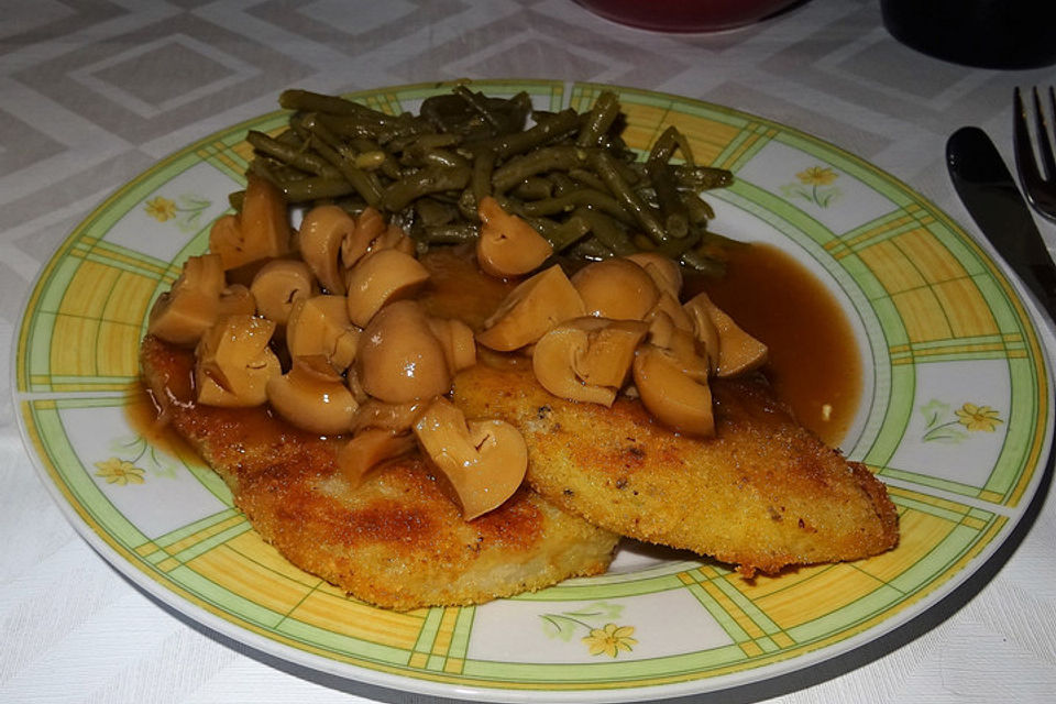 Kohlrabi-Jägerschnitzel mit Butterböhnchen à la Didi