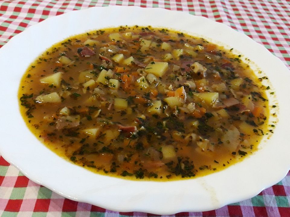 Knoblauch-Zwiebelsuppe mit Kasseler von eisbobby| Chefkoch