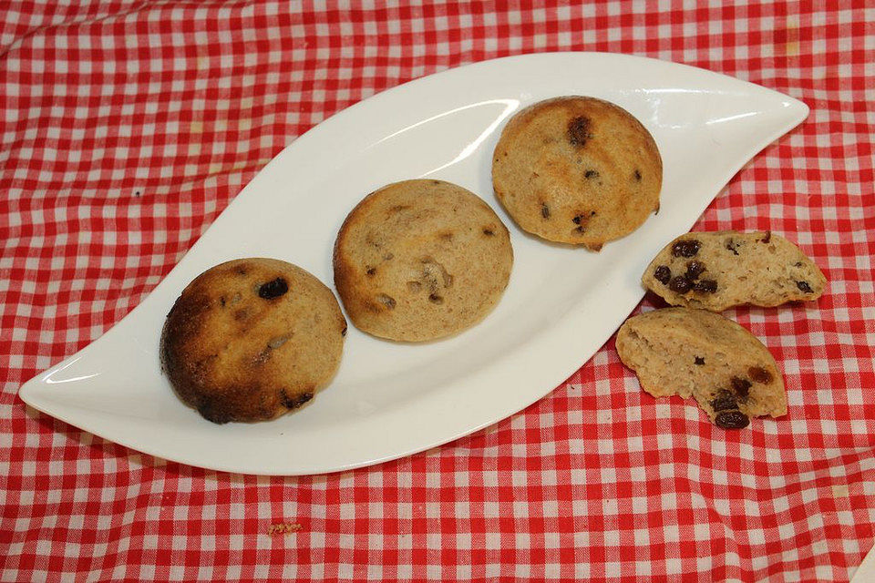 Rosinenbrötchen aus Quark-Öl-Teig