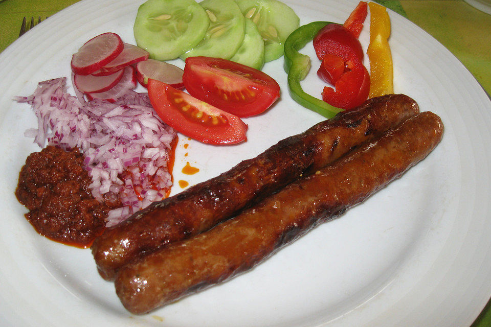 Rinderbratwurst mit Marias Currysauce