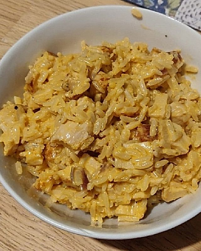 Hähnchen mit Kormasoße und Reis