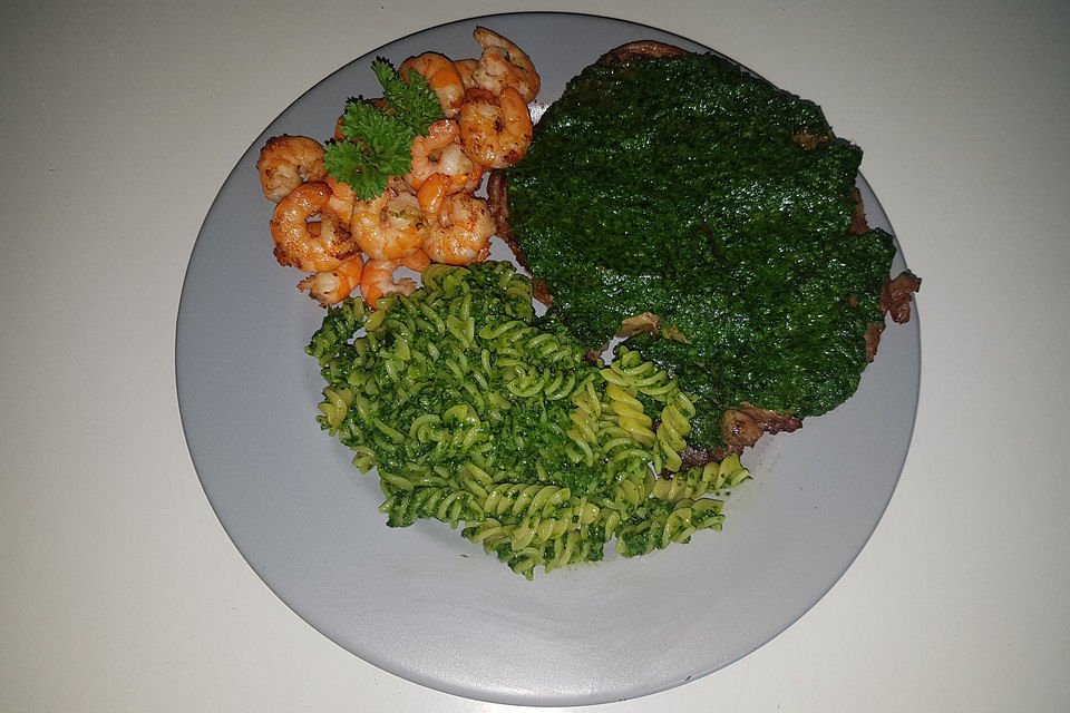 Surf and Turf mit selbst gemachtem Bärlauchpesto