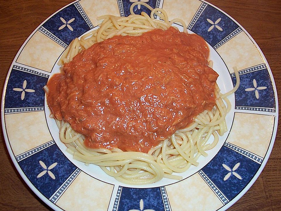 Spaghetti mit Tomaten - Thunfischsoße von Tomaten_Junge| Chefkoch