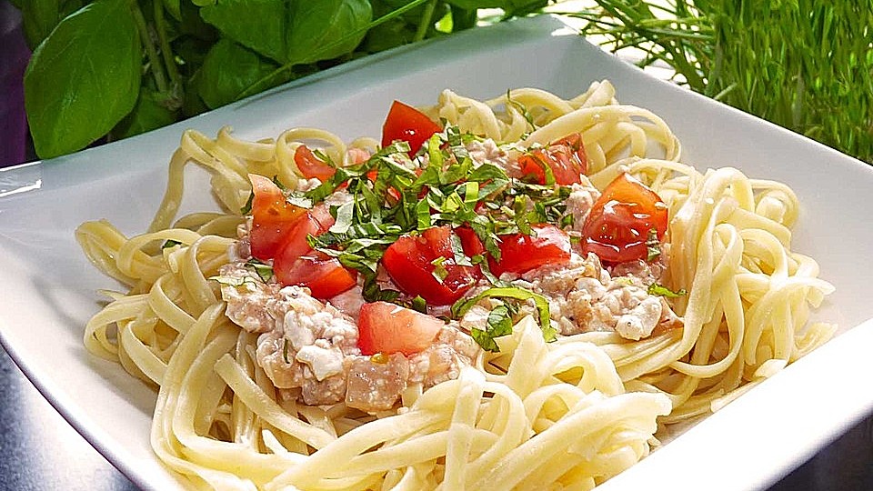 Pasta mit Hüttenkäse-image