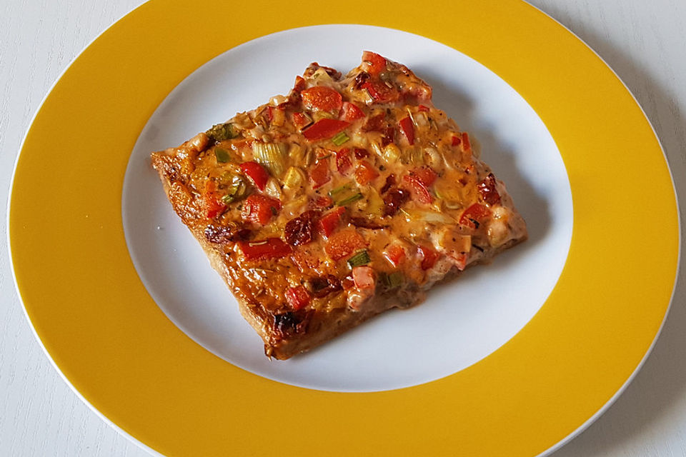 Vegane Quiche mit Hefeteig und Kokosmilch