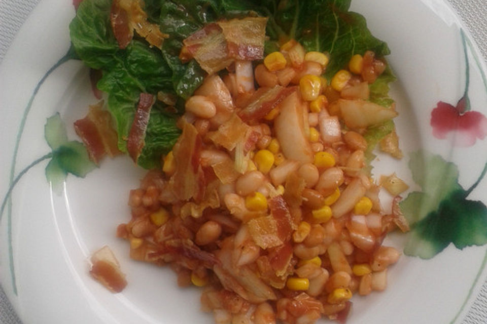 Bunter Bohnensalat mit Baked Beans