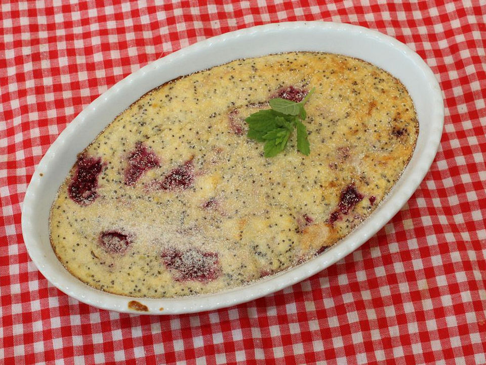 Quark-Kokos-Auflauf mit Himbeeren