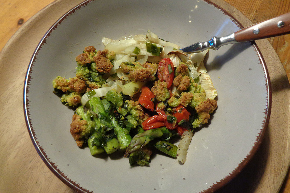 Frühlingsgemüse mit Bärlauch-Streuseln