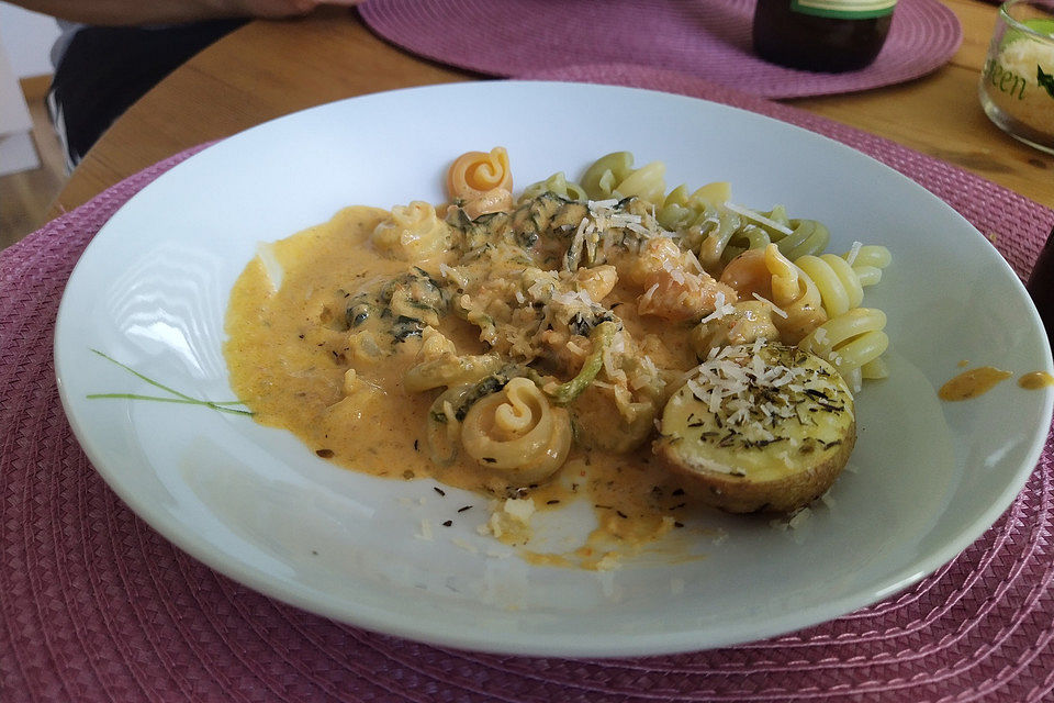 Tortellini in Spinat-Käsesoße