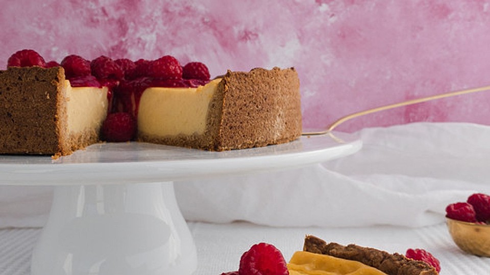 Veganer Käsekuchen mit Himbeeren von Rusticarla
