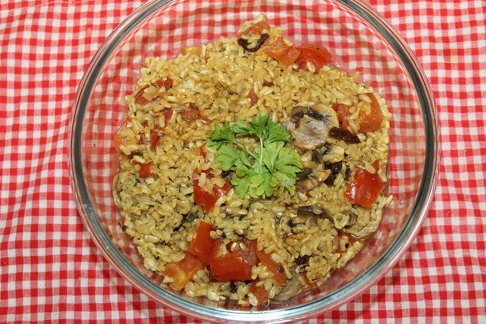 Tomaten-Champignonrisotto