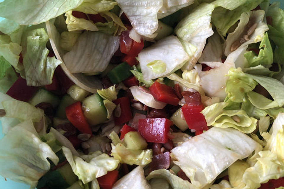 Bunter Salat mit Schinken und Cabanossi