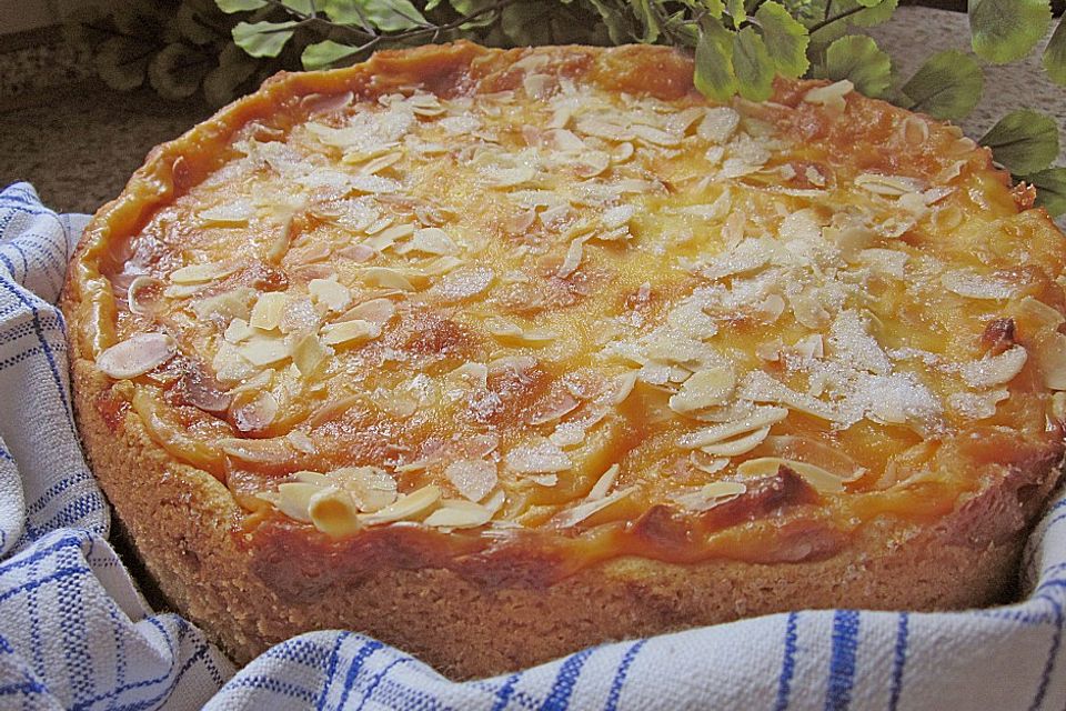 Apfelkuchen mit Sahne - Puddingguss