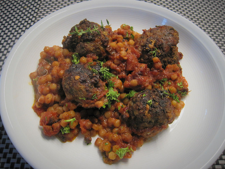 Rinderhackballchen Mit Fregola Sarda Tostata Von Funnyreloaded Chefkoch 