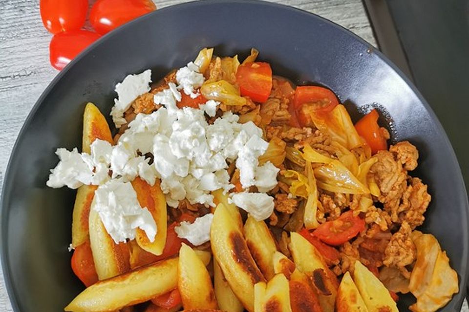 Schupfnudel-Hackfleisch-Pfanne mit Kohl