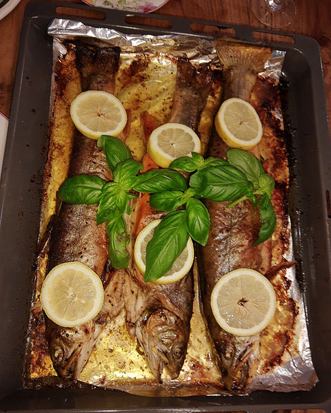 Knuspriger Saibling aus dem Backofen