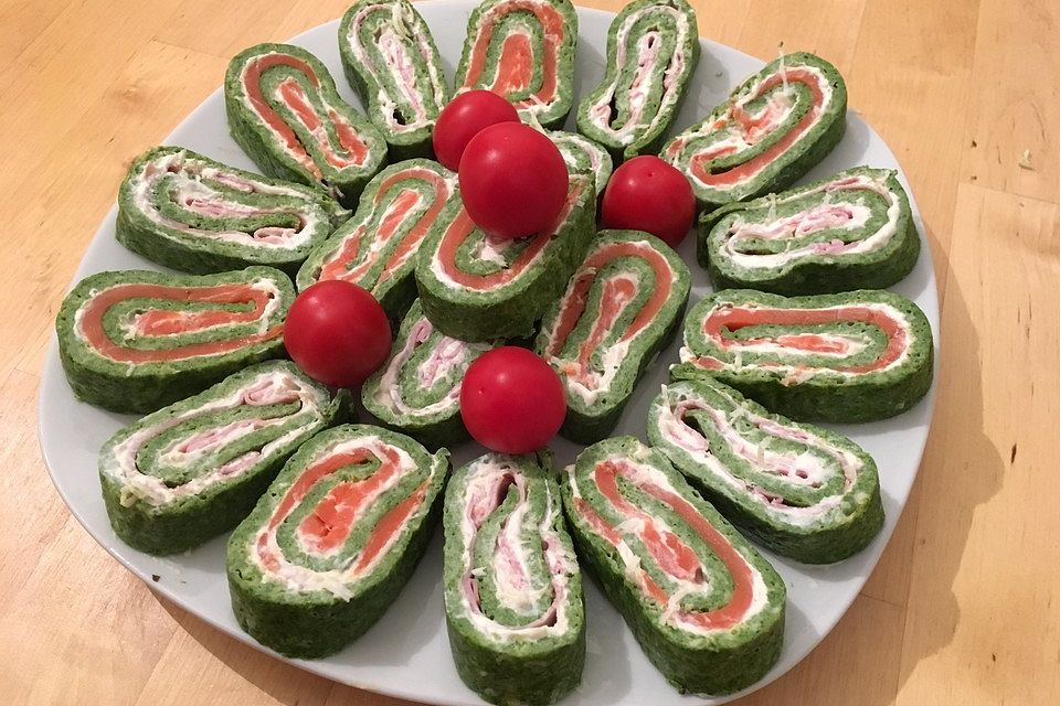 Lachsrolle mit Spinat und Frischkäse