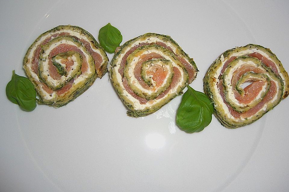 Lachsrolle mit Spinat und Frischkäse