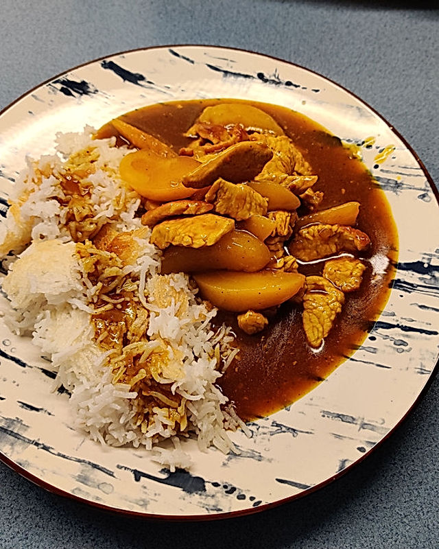 Pfirsichhühnchen mit Curry