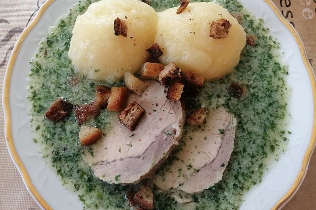 Oma Inges Petersiliensauce mit Kochfleisch und Kartoffelklößen von l ...
