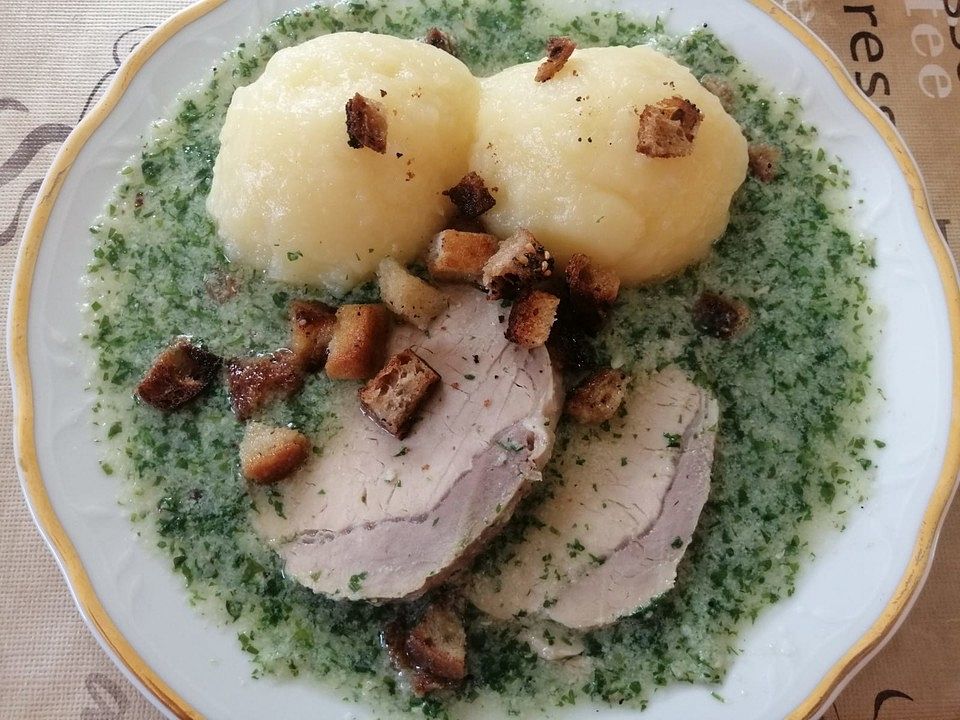 Oma Inges Petersiliensauce mit Kochfleisch und Kartoffelklößen von l ...