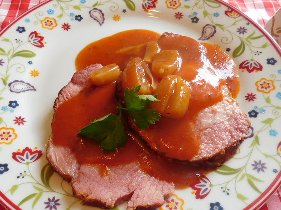 Glasiertes Kasseler Mit Schalotten In Tomaten Weissweinsauce Von Anaid55 Chefkoch
