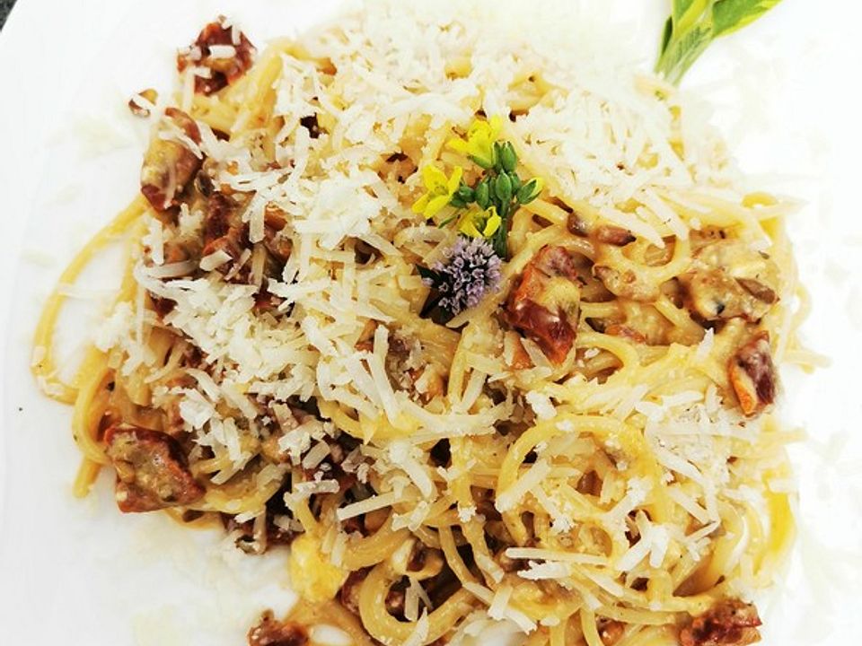 Vegetarische Carbonara mit Tomaten von ChefSophia777 Chefkoch