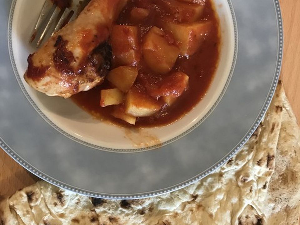 Hähnchenschenkel mit Tomatensoße von claudia_kalms | Chefkoch