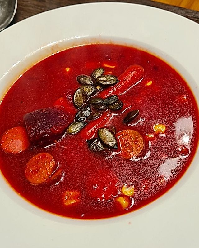 Gemüsesuppe mit Kürbis und Rote Bete