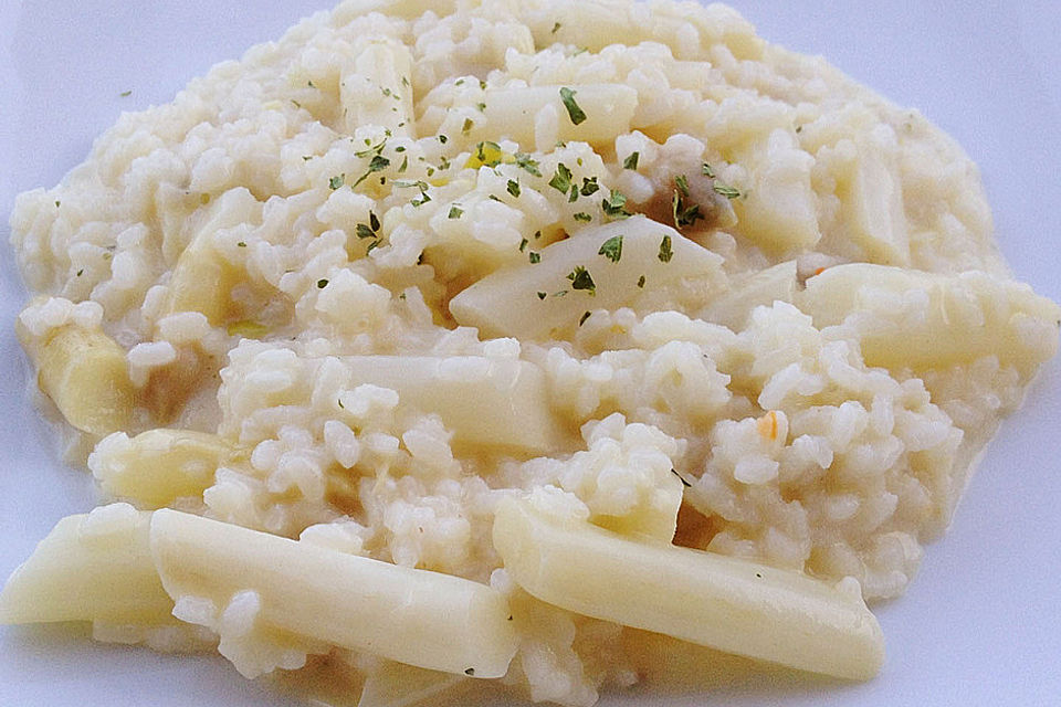 Spargelrisotto mit Erbsen