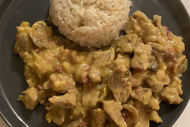 Geschnetzeltes mit Champignons, Speck und Mangochutney von DennisMoers ...