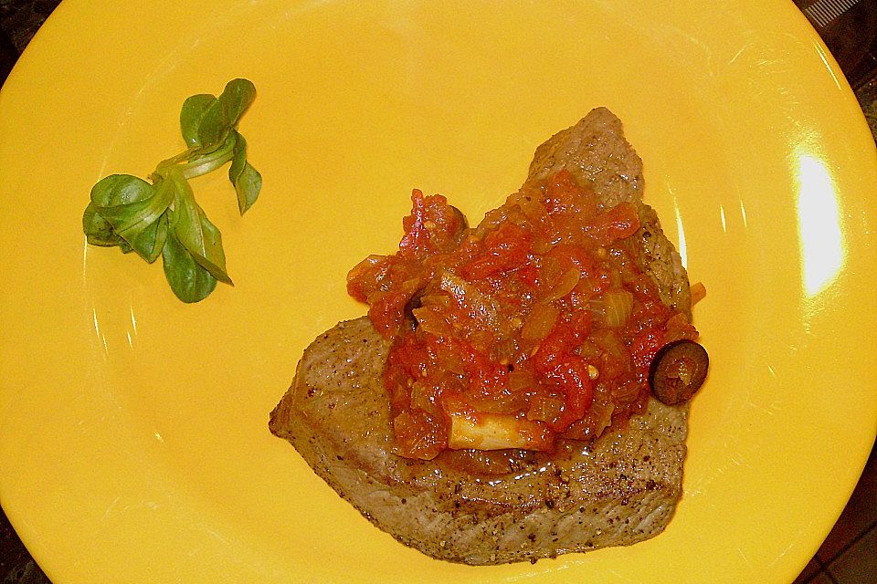 Rindersteaks mit Olivensauce