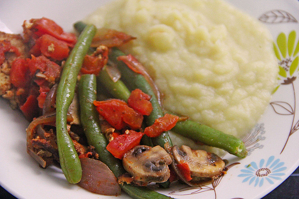 Tofu-Grüne Bohnen-Pilz Pfanne