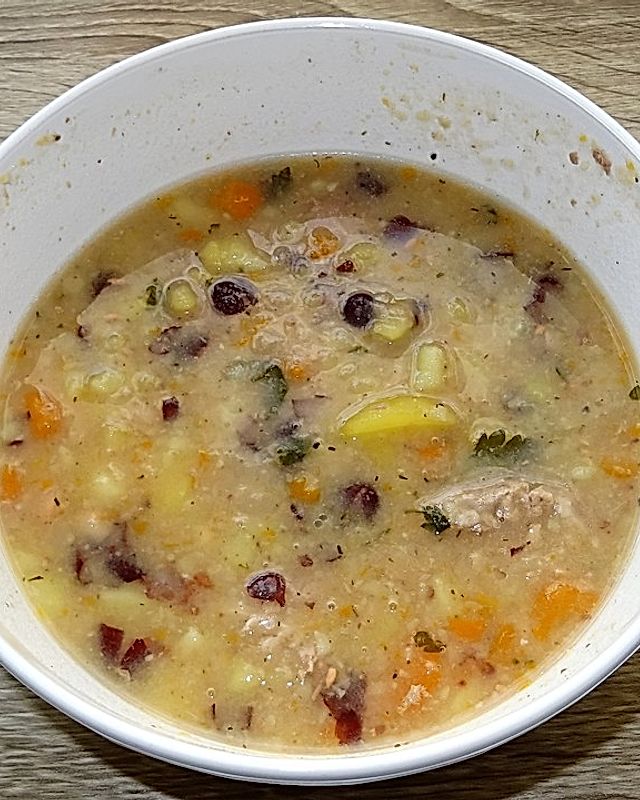 Bohnensuppe mit Racletteresten à la Didi