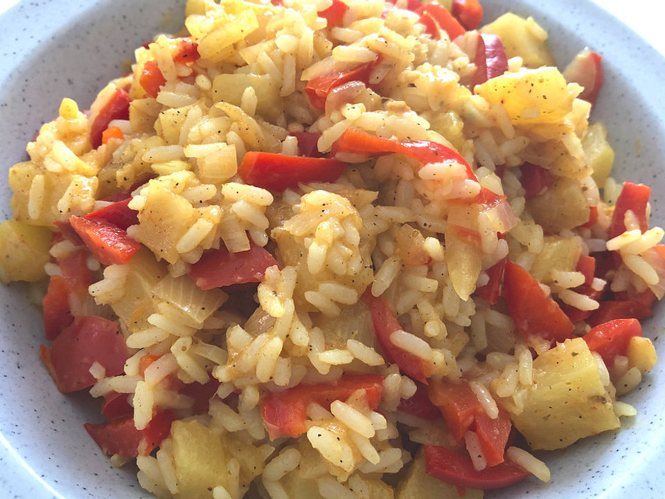 Curryreis mit Garnelen, Paprika und Ananas von Angie.D94| Chefkoch