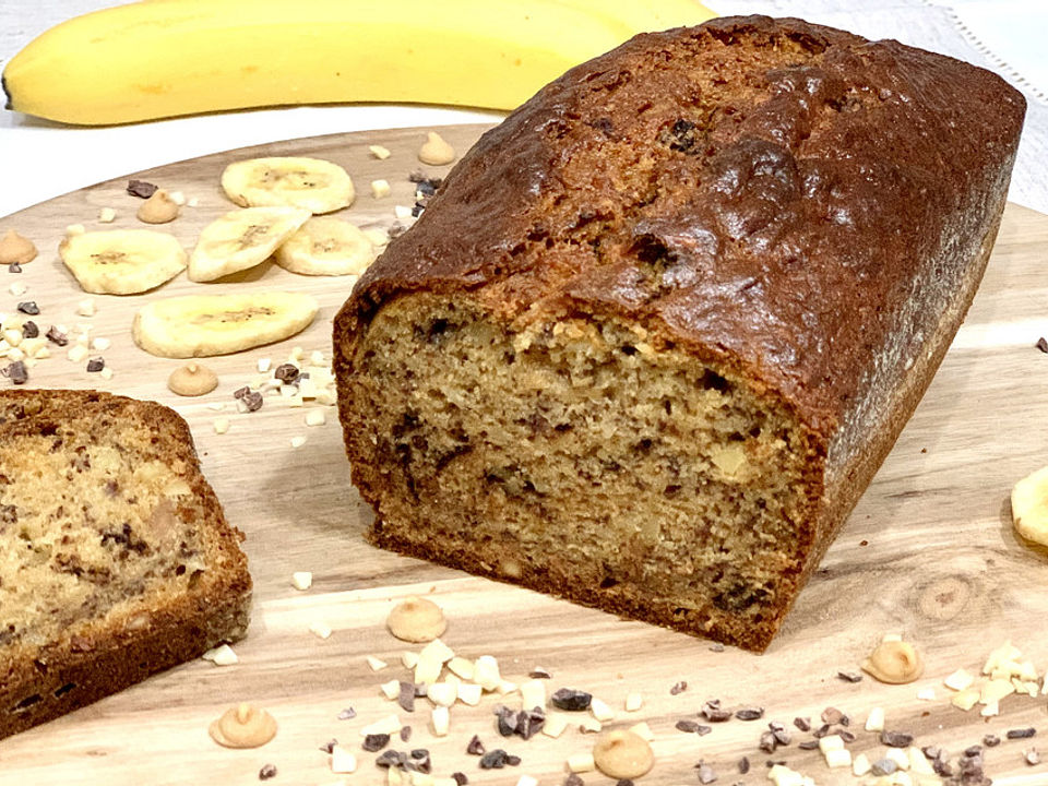 Mein Lieblings Bananenbrot Mit Erdnussdrops Kakaonibs Und Schokostreuseln Von Gabelchen1967 Chefkoch