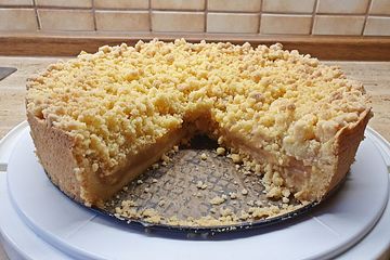 Glutenfreier Apfel-Bananenmus-Kuchen mit Vanillepudding