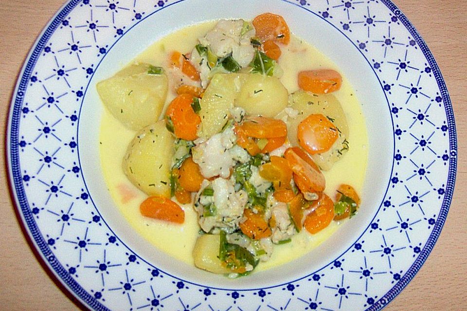 Möhren - Kartoffel - Fischragout