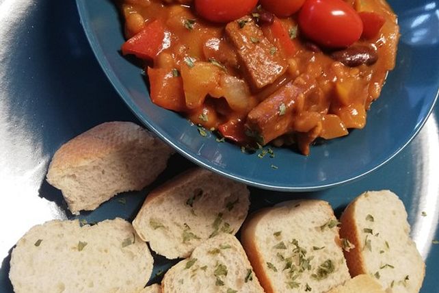 Bunte Bohnenpfanne mit Tofu von Gemüsewerkstatt| Chefkoch