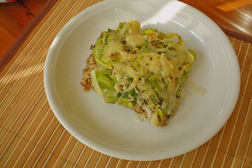 Grünkernauflauf mit Lauch