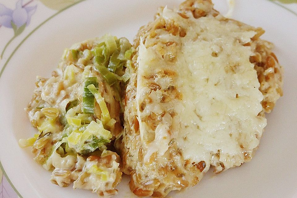 Grünkernauflauf mit Lauch Grünkernauflauf mit Lauch
