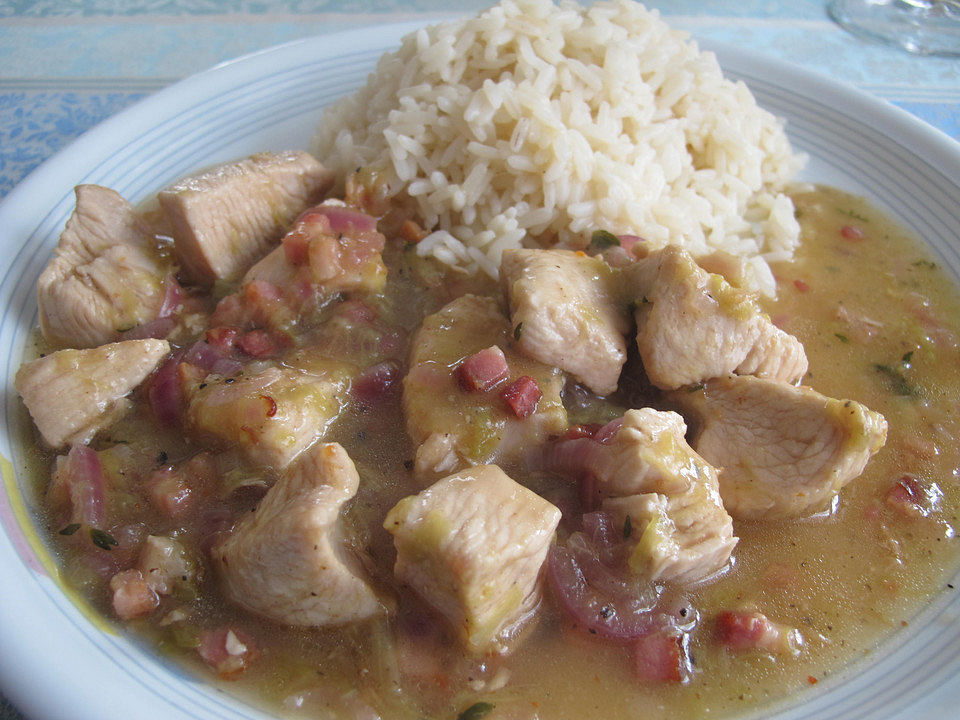Hähnchenragout mit Rhabarbersauce von Monika| Chefkoch