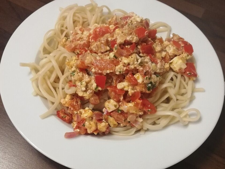 Spaghetti mit gebackenem Feta und Tomaten von noveli| Chefkoch