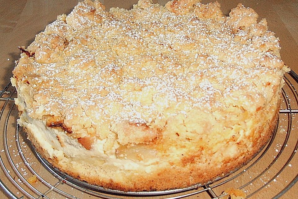 Apfel-Streuselkuchen mit Pudding