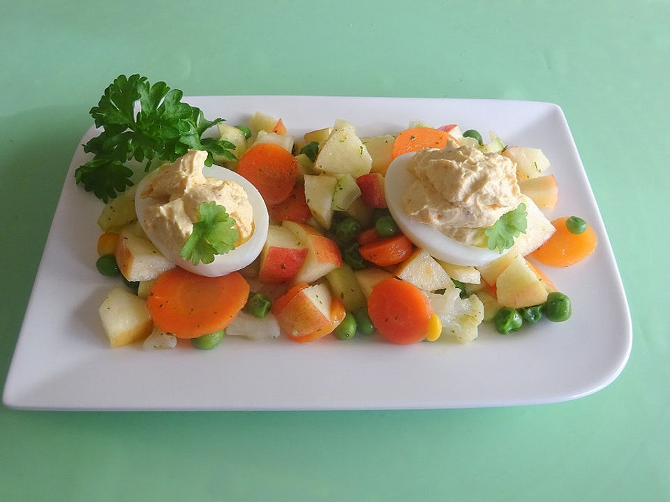 Curry – Eier auf Gemüsesalat von -Sylvia-| Chefkoch