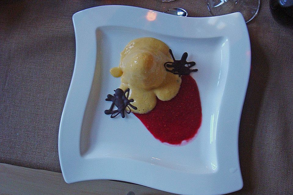 Mangoparfait auf Himbeerpüree