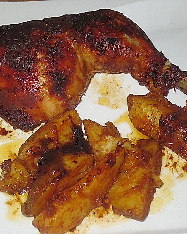 Knuspriges Hähnchen mit Kartoffelecken